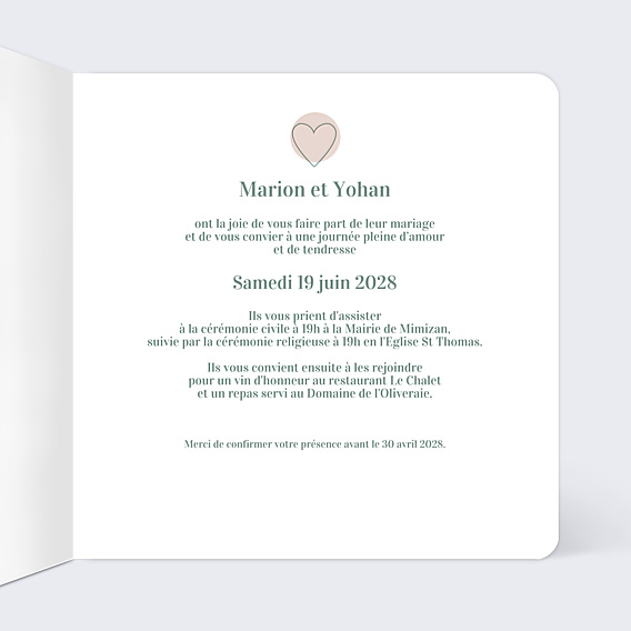 Faire-part Mariage Timeline Blanc