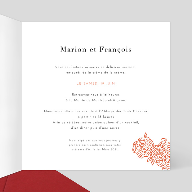 Faire-part Mariage Gâteau Mariage Intérieur Droit