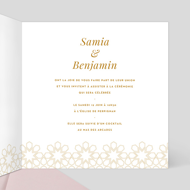 Faire-part Mariage Oriental Intérieur Droit