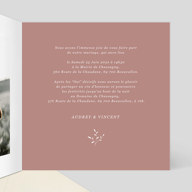 Faire-part Mariage Primavera Intérieur Droit