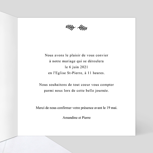Faire-part de mariage thème cinéma Intérieur Droit