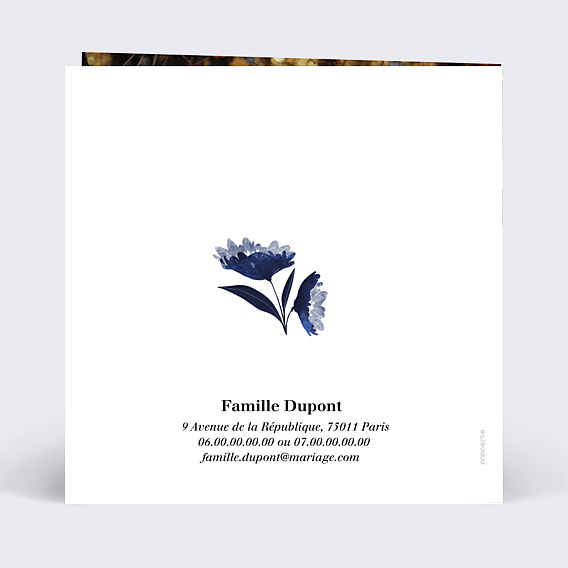 Faire-part Mariage Fleurs Bleues Aquarelle