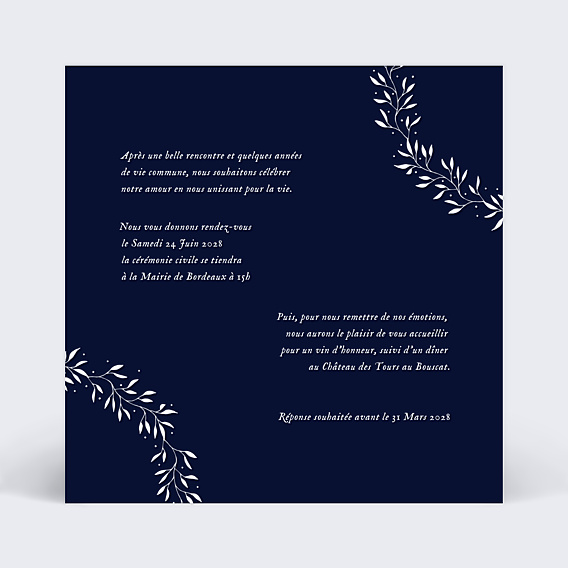 Faire-part Mariage Couronne Fleurie