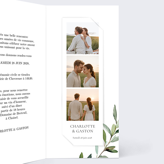 Faire-part Mariage Aquarelle Végétale