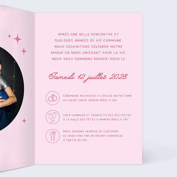 Faire part mariage Disco Love Intérieur Droit