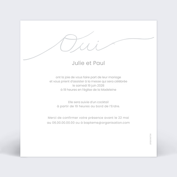Faire part mariage Lettres Chic Verso