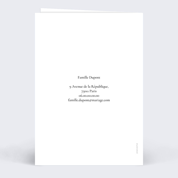 Faire part mariage Lieu de cérémonie en croquis Verso