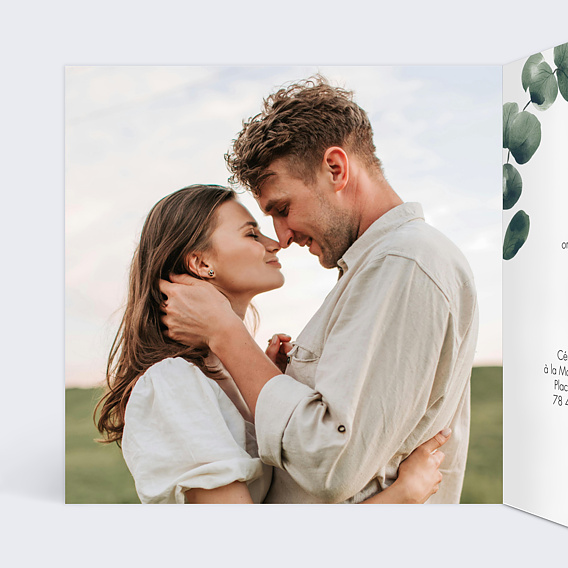 Faire part mariage Branche d'Eucalyptus Intérieur Gauche