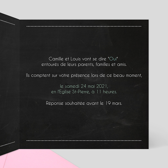 Faire part mariage Faire-part de Mariage Effet ardoise Intérieur Droit