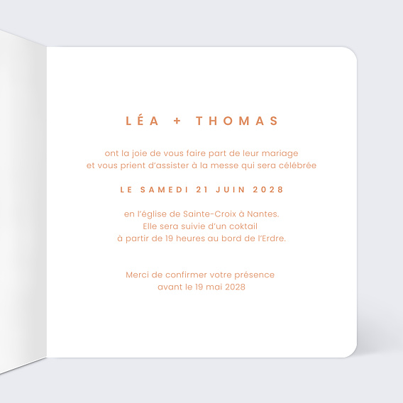 Faire part mariage Petite Fleur Intérieur Droit