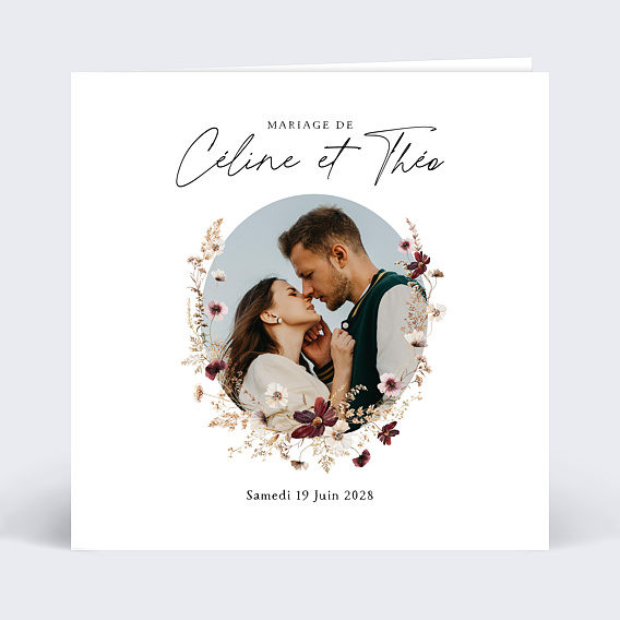 Faire part mariage Jardin Sauvage avec Graines Recto