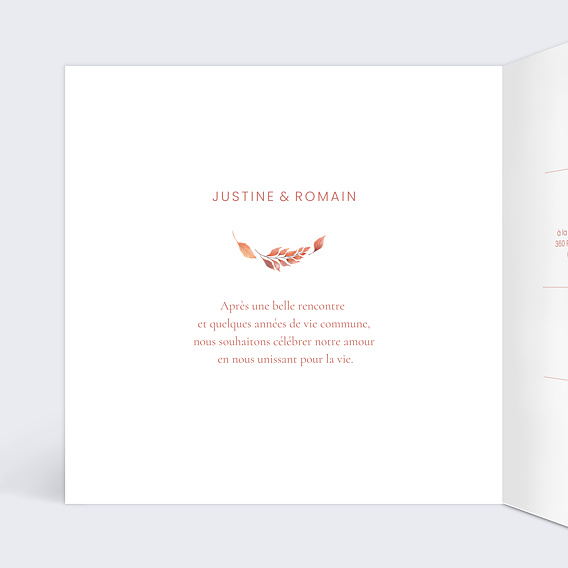 Faire part mariage Couronne Automnale Intérieur Gauche