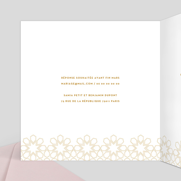 Faire-part Mariage Oriental Intérieur Gauche