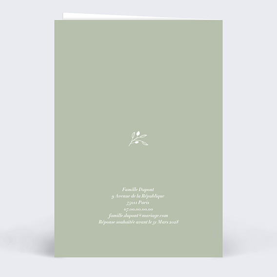 Faire part mariage Photomaton Amande Verso