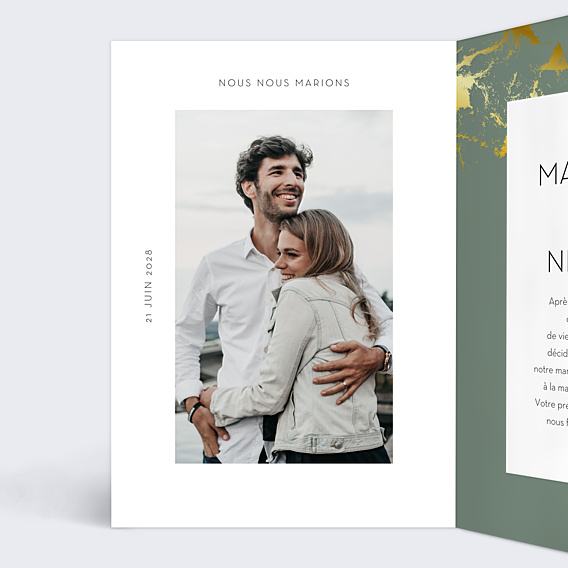 Faire-part Mariage Marbre Vert