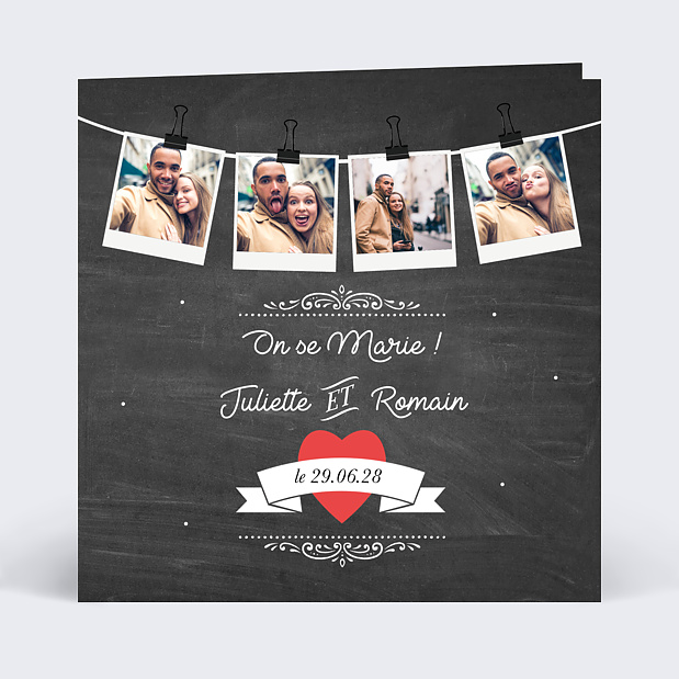Faire-part mariage polaroid Recto