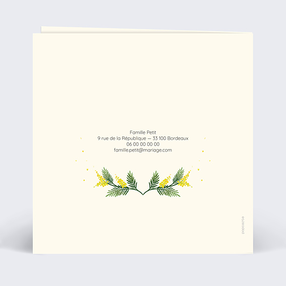 Faire-part Mariage Couronne de Mimosa