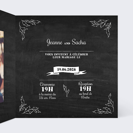 Faire part mariage Envolée Bucolique Intérieur Droit