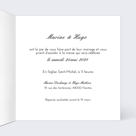 Faire-part Mariage Classique avec prénoms