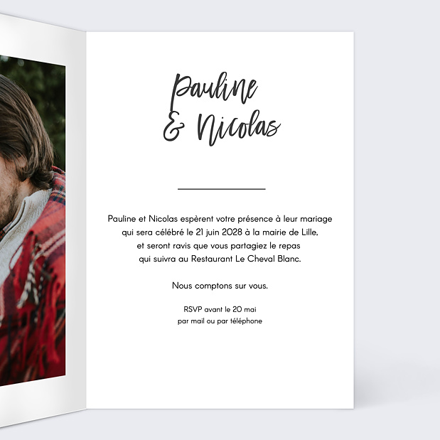 Faire-Part Mariage Jolie Typo Intérieur Droit