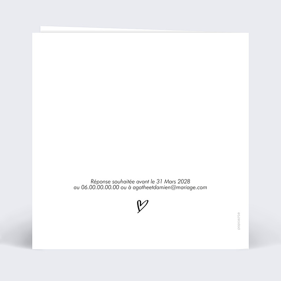 Faire part mariage Moments volés photo Verso