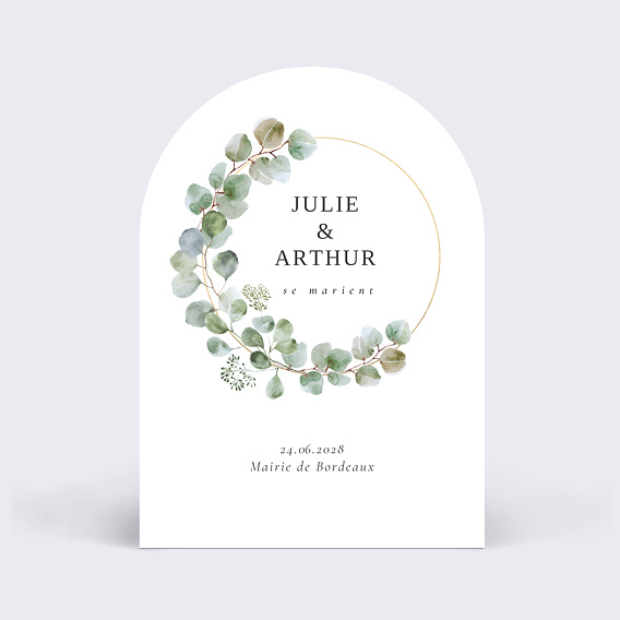 Faire part mariage Couronne Ocre Eucalyptus