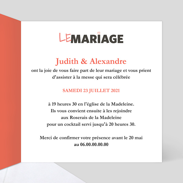 Faire-part de mariage affiche de film Intérieur Droit