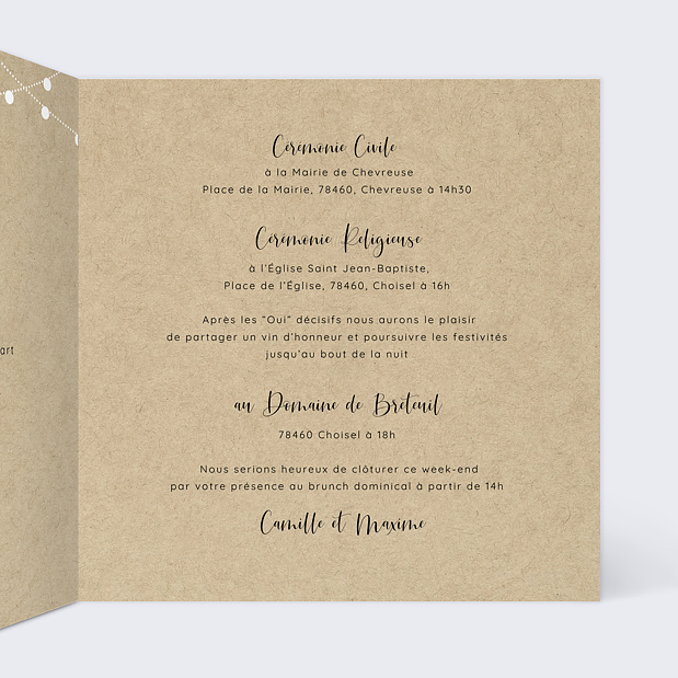 Faire-part de Mariage Arbre Intérieur Droit