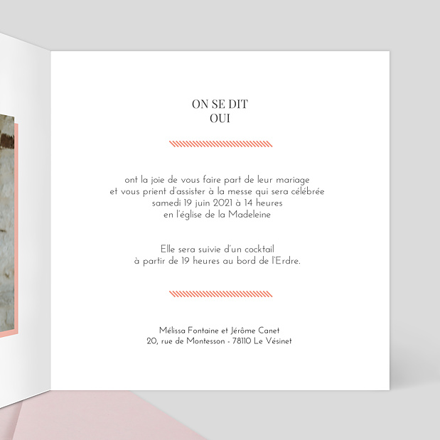 Faire-part Mariage Graphique Chic Intérieur Droit