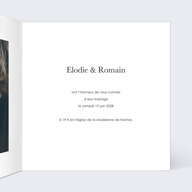 Faire-part de Mariage Instant Élégant Intérieur Droit