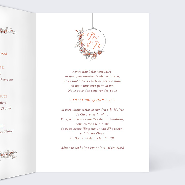 Faire-part Mariage Sur la Balancoire Intérieur Droit