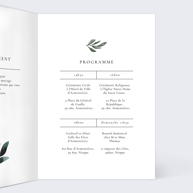 Faire-part Mariage Velvet Peonies Intérieur Droit