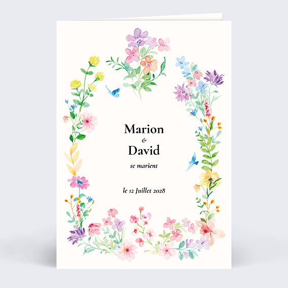 Faire-part Mariage Petites Fleurs Colorées