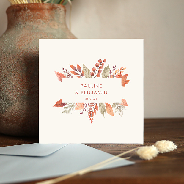 Faire-part Mariage Étiquette Automnale