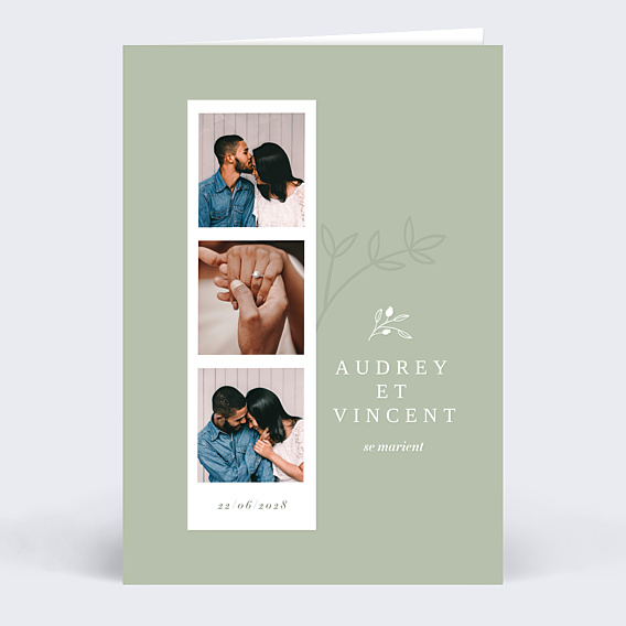 Faire part mariage Photomaton Amande