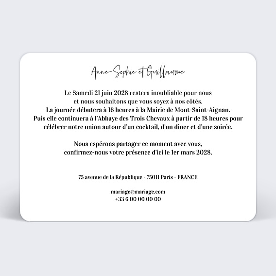 Faire-part Mariage Charme Classique