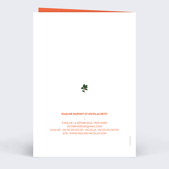 Faire part mariage Fleurs et Feuilles Verso