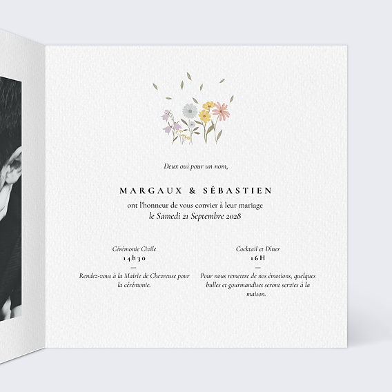 Faire part mariage Couronne Champêtre Intérieur Droit