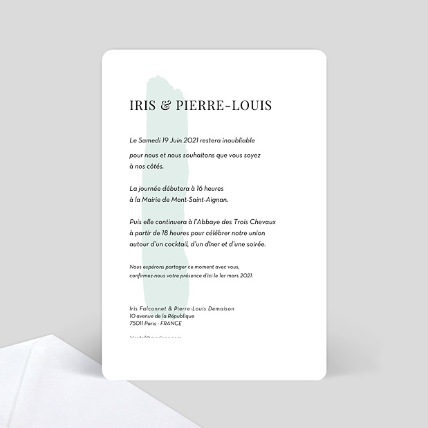 Faire-part Mariage Modern Touch Verso