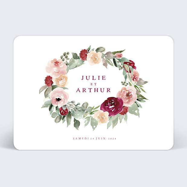 Faire-part Mariage Roses Rouges Recto