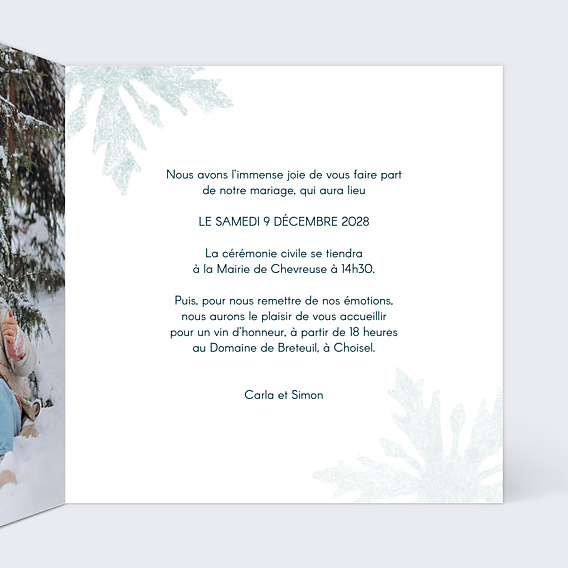 Faire-part Mariage Sous la neige