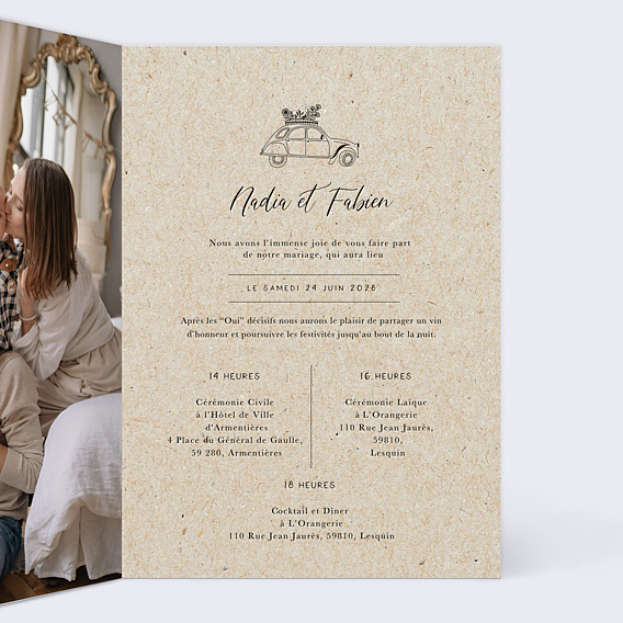 Faire-part Mariage Timeline Voyage