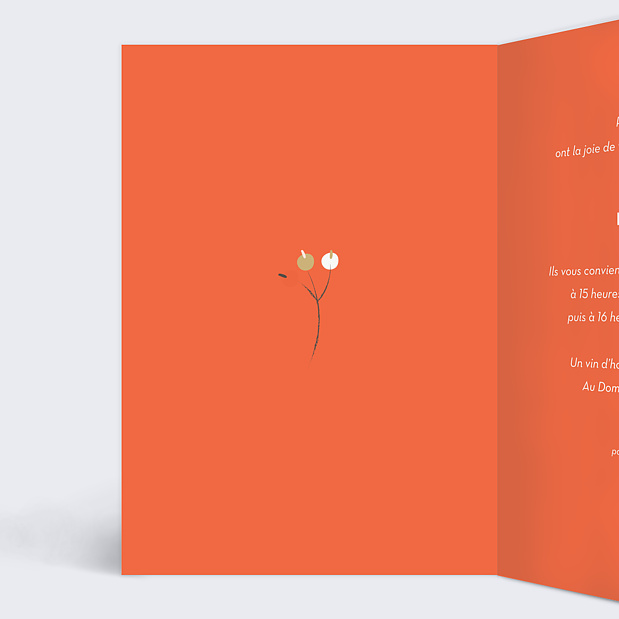 Faire-part Mariage Fleurs et Feuilles Intérieur Gauche