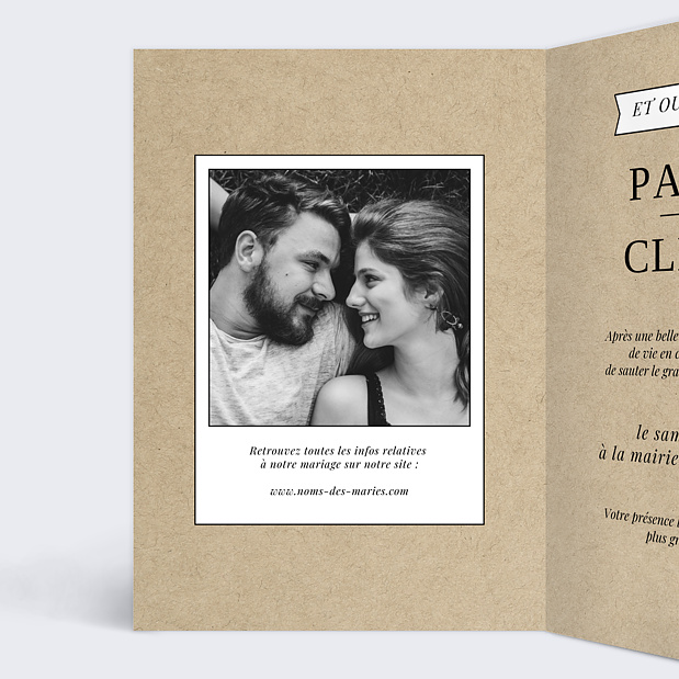 Faire-part Mariage Points à Relier Vintage Intérieur Gauche
