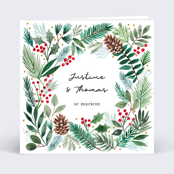 Faire part mariage Jardin de Noël