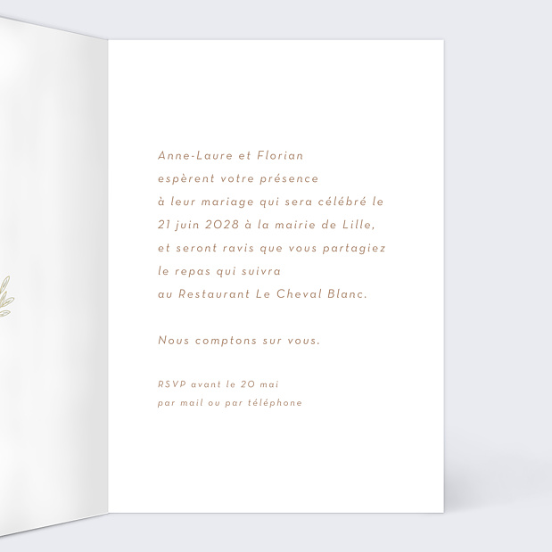 Faire-part Mariage Fleurs Sauvages Intérieur Droit