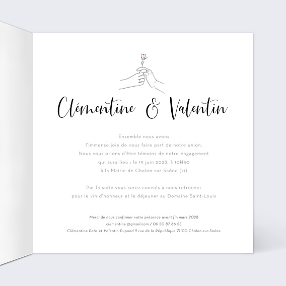 Faire-part Mariage Dorure Romance