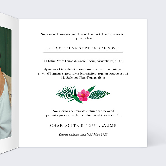 Faire-part Mariage Couronne Exotique