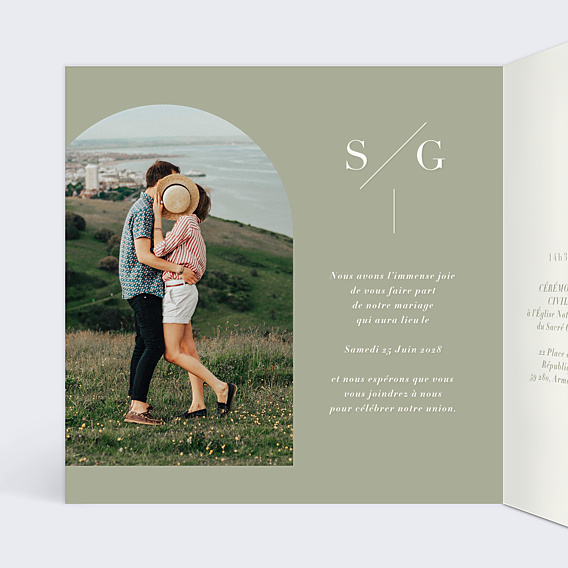 Faire-part Mariage Botanica Vert Sauge