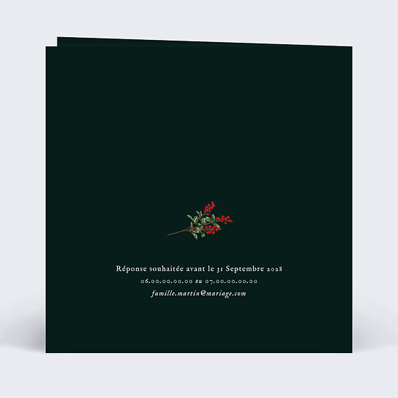 Faire part mariage Orange Cannelle Verso